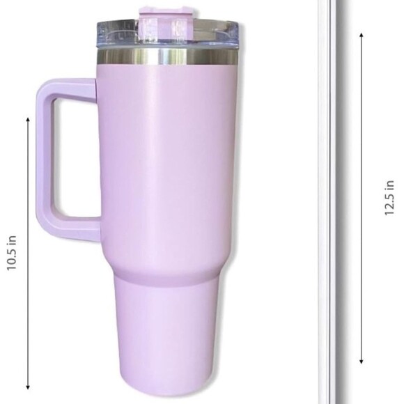 40oz Stainless Steel Tumbler –Insulated Double Wall w/ Handle, Straw & Twist Lid - Picture 14 of 16